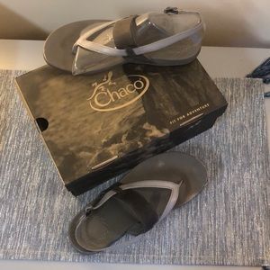 Grey chaco leather sandals